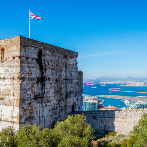 Moorish Castle With British Flag Flying